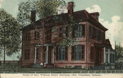 Home Of Governor William Henry Harrison 1804 Vincennes In Postcard