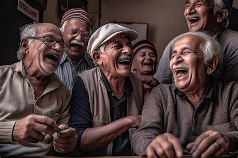 Premium Photo | A group of older people laughing in a room