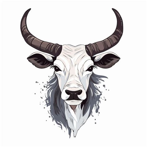 Premium AI Image | A drawing of a bull with horns and horns.