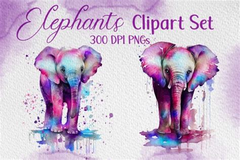 Watercolor Colorful Elephants Graphic By Heartyclipart · Creative Fabrica