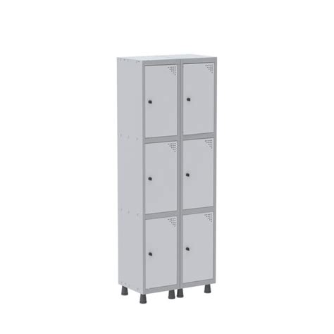 Armário Locker Guarda volume 6 Portas Aço Grp 502 6 Pandin Cinza branco