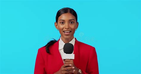 News Anchor Woman Face And Speaker With Green Screen Talking With Notes Reporter Speech And