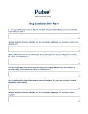 Drug Calculation Test Acute Pulse Pdf Drug Calculation Test Acute A