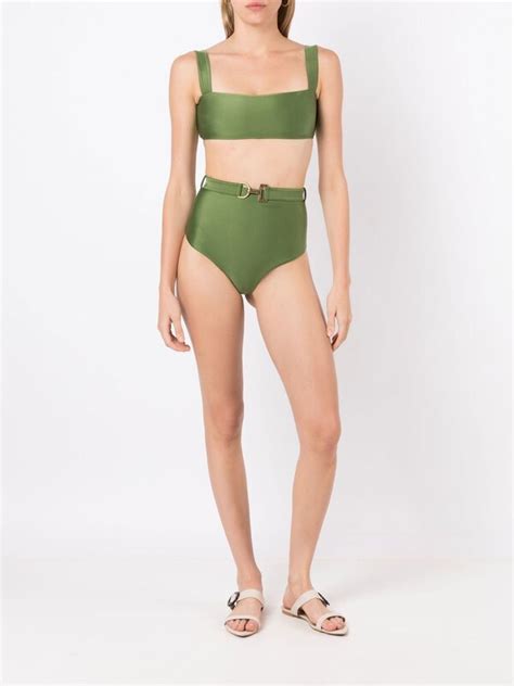 LENNY NIEMEYER Square Neck Bikini Top Green Editorialist