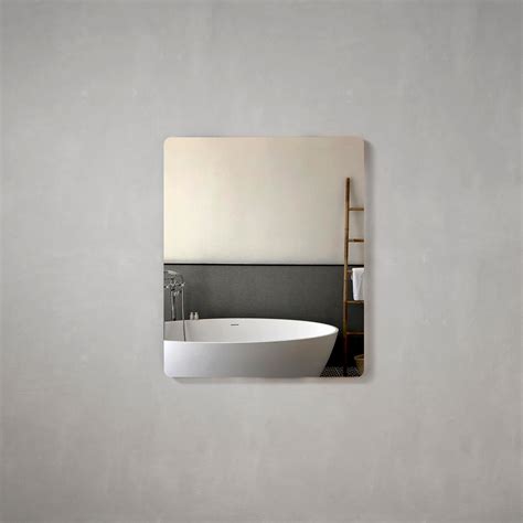 Retti Rectangular Frameless Mirror With Polished Edge And Rounded Corn — Ats Tiles And Bathrooms