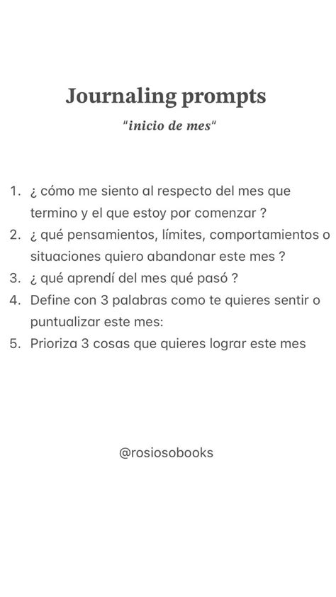 Inicio de mes journal prompts en español Journaling Consejos de