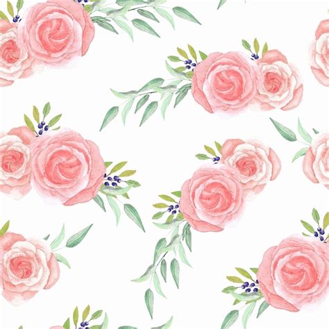 Premium Vector Watercolor Pink Rose Flower Seamless Pattern