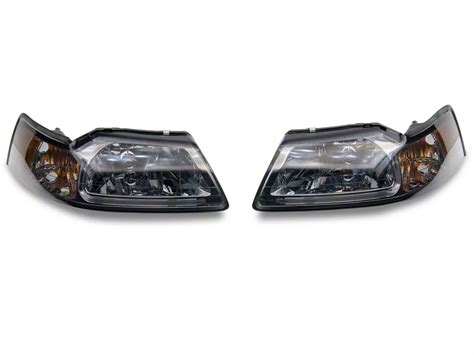 Mustang Led Drl Headlights With Amber Corners Chrome Housing Smoked