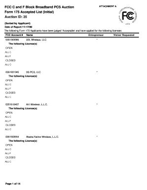 Fillable Online Fcc Form Accepted List Initial Auction Id Fcc