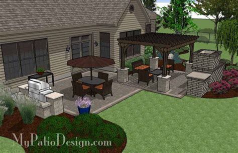 Simple Patio Design With Pergola Fireplace And Grill Station