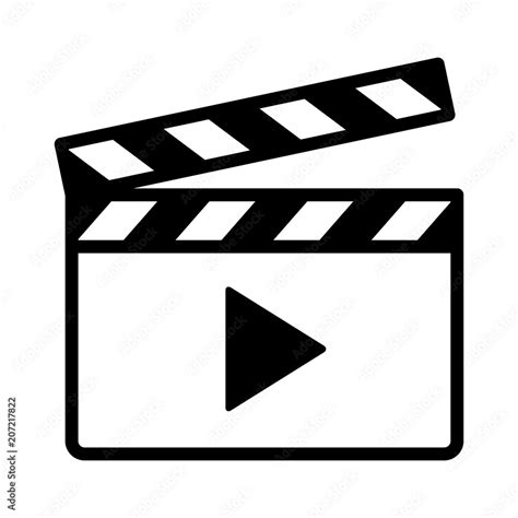 Movie Clapperboard Or Film Clapboard With Play Arrow Line Art Vector