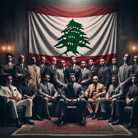 Lebanon Mafia Members With Lebanese Flag In Background Ai Art