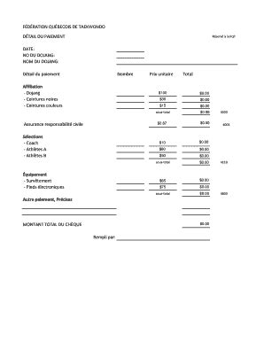 Fillable Online Formulaire De Paiement Test F D Ration Qu B Coise De