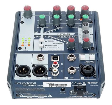 SOUNDCRAFT NOTEPAD 5 MIXER USB INTERFACE Casa Musical Delgado