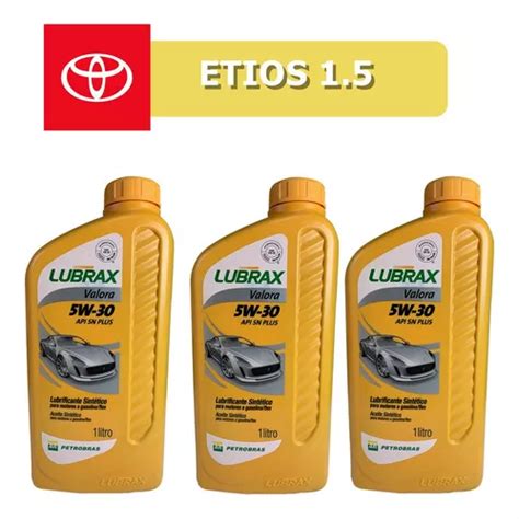 Quantos Litros De Óleo Vai No Etios 1.5 - Kit Óleo Lubrax 5w30 Toyota Etios 1.5 Mpfi 16v 3 Litros | Parcelamento ...