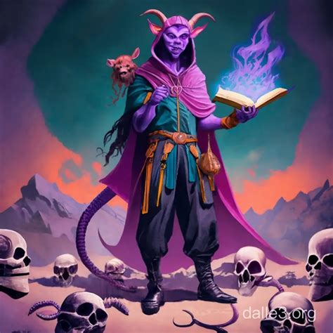 Mystical Tiefling Necromancer With Rat Companions In Dnd Style Dalle3 Ai