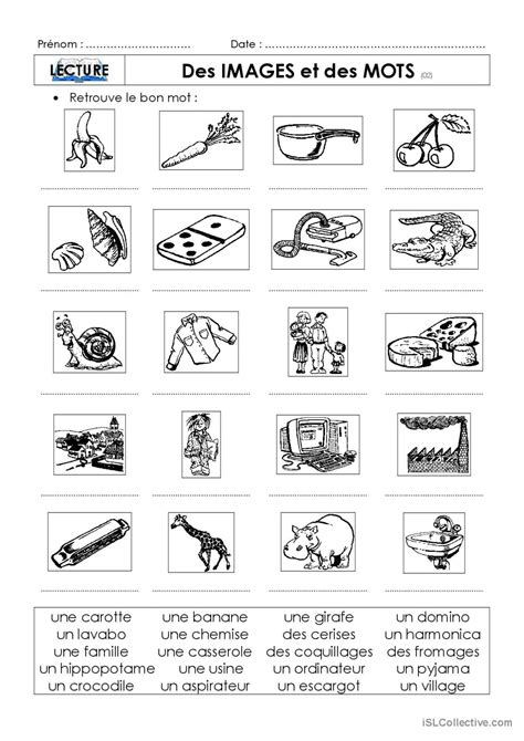 des images et des mots 2 Français FLE fiches pedagogiques pdf doc