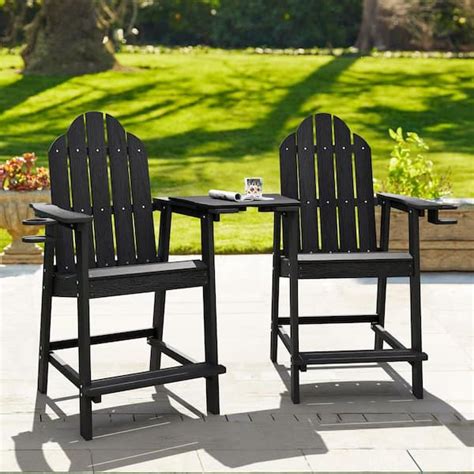 Lue Bona Black Bar Height Adirondack Chairs Outdoor Bar Stool With