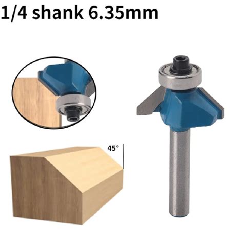 1 4 Shank 45 Degree Chamfer Edge Forming Router Bit Bevel Flush Trim