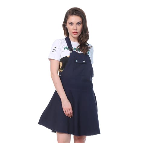 Buy Buynewtrend Navy Cotton Lycra Dungaree Skirt For Women Online ₹509 From Shopclues