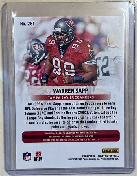 2023 Prestige Xtra Points Sunburst 281 Warren Sapp Tampa Bay