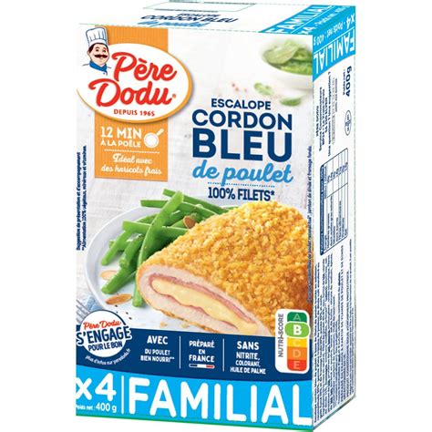 PERE DODU Escalope Cordon Bleu Poulet 4 pièces 400g pas cher à prix Auchan