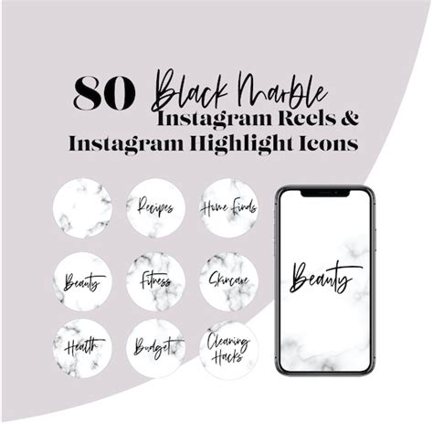 Black Marble Instagram Highlights Instagram Story Highlight Etsy