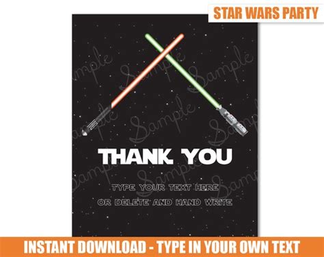 Star Wars Thank You Card Star Wars Thank You By Bluebubblestudio