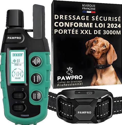 PAWPRO Collier de Dressage Portée XXL de 3000m Conforme Nouvelle Loi