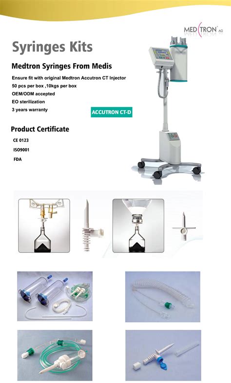 Medtron Accutron Ct D Dual Head Injectors Syringes Disposable