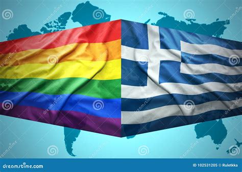 Waving Greek And Gay Flags Stock Illustration Illustration Of Lesbian 102531205