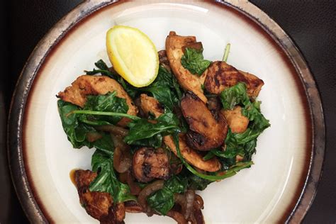 Sautéed Chicken with Mushrooms and Baby Kale