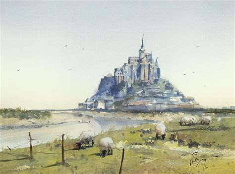 Mont Saint Michel Painting Normandie France Français Etsy Mont