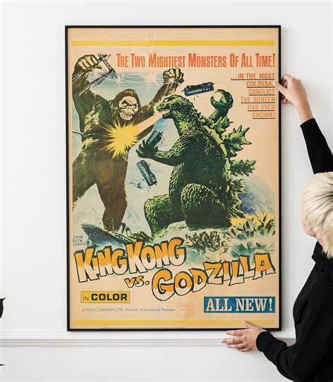 King Kong Vs. Godzilla 1963 Movie Poster Print Vintage Sci Fi - Etsy