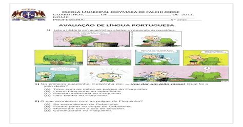 Web ViewavaliaÇÃo De LÍngua Portuguesa Leia A História Em Quadrinhos