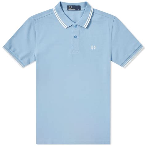 Fred Perry Slim Fit Twin Tipped Polo Sky Blue Snow White END US