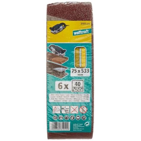 Wolfcraft Bandes Abrasives Grain X Mm Lot De