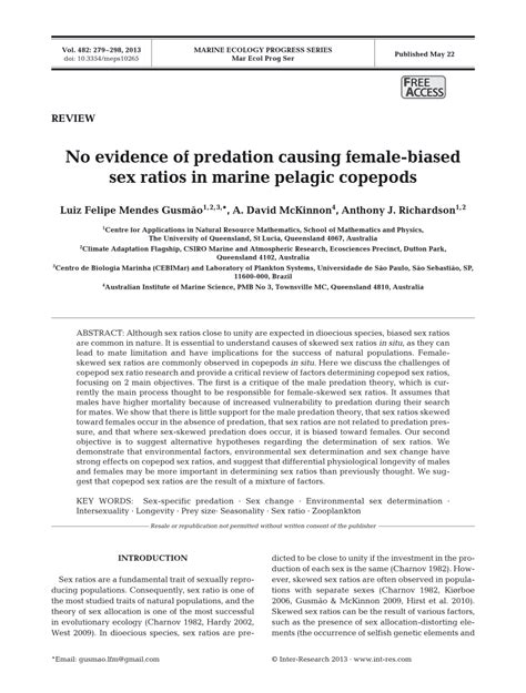 PDF No Evidence Of Predation Causing Female Biased Sex Ratios In