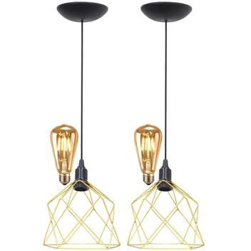 2 Pendentes Aramado Teto Cálice Luminária Lustre Retrô Balcão Lâmpada