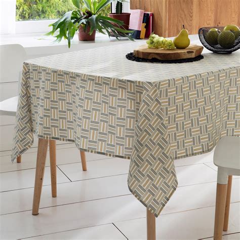 Nappe Rectangle 160x200 Cm GRAPHIC Beige 100 Coton Enduction