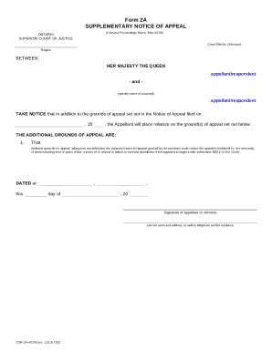 A Supplementary Notice Of Appeal Ontario Court S Ontariocourts On