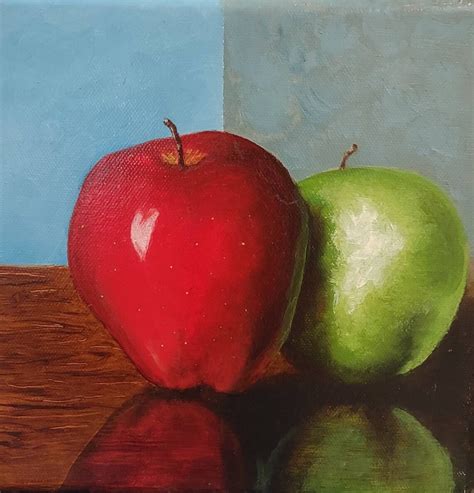 Still Life Apples Original Oil Painting X Canvas Etsy