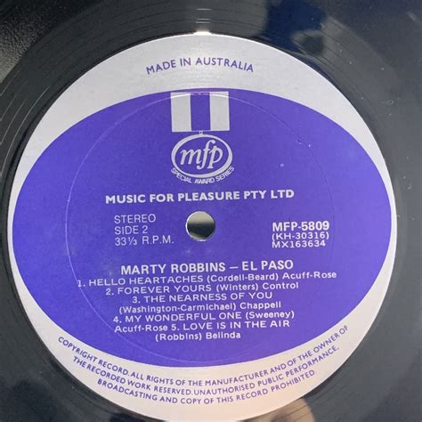 Marty Robbins El Paso Original Aus Press Vinyl Lp Record Nm