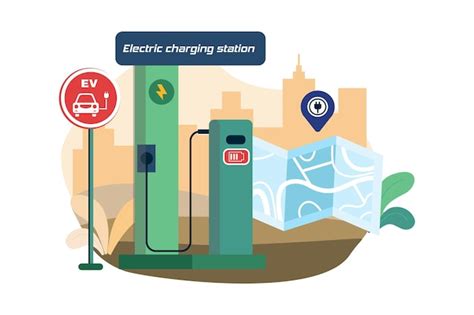 Ubicación de la estación de carga eléctrica concepto de ilustración