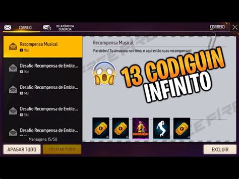 TODOS CODIGUIN INFINITO DO FREE FIRE PARTE 1 COMO RESGATAR QUALQUER