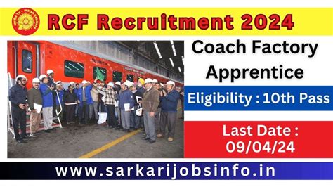 Rail Coach Factory RCF Apprentice Recruitment 2024 Apply Online