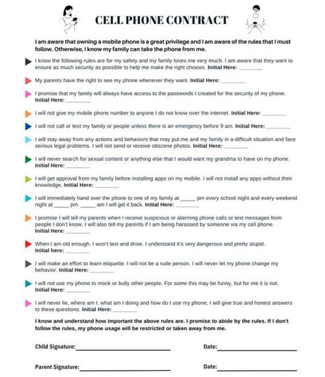 Printable Phone Contract Editable Cell Phone Contract PDF Digital