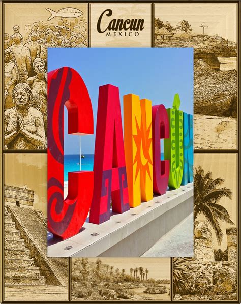 Cancun Mexico Laser Engraved Wood Picture Frame
