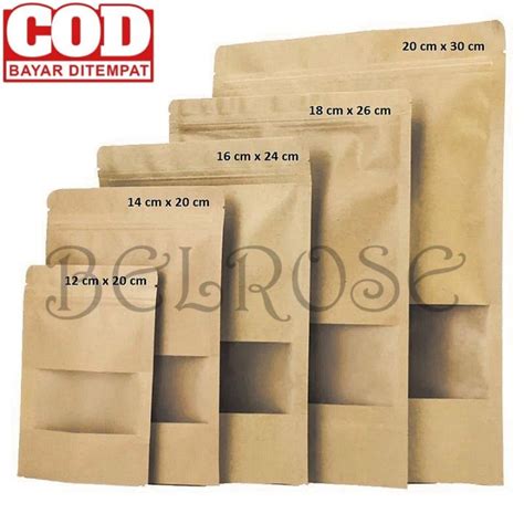 Standing Pouch Kraft Paper Kemasan Kertas Jendela Ekonomis Window