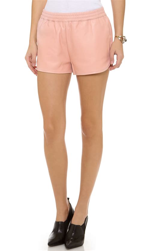 Lyst Elizabeth And James Hammond Leather Shorts In Pink